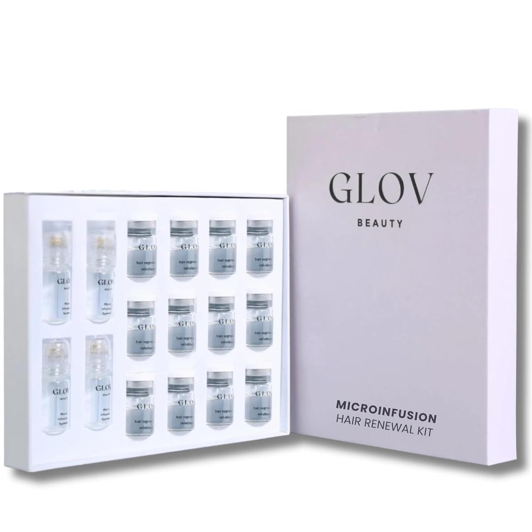 Glov Beauty Micro Infusion Hair Renewal Kit  0.25mm Gold Derma Stamp with Hyaluronic Acid, Peptide & Botanical Serum Ampoules | Hydrating Scalp Treatment for Fuller, Thicker-Looking, Healthier Hair