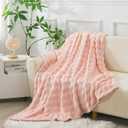 Wajade Soft Fleece Throw Blanket for Couch, 90x106 Inches 3D Bubble Decorative Cozy Fuzzy Flannel Blanket, Lightweight Warm Blanket for Bed Office, Pink