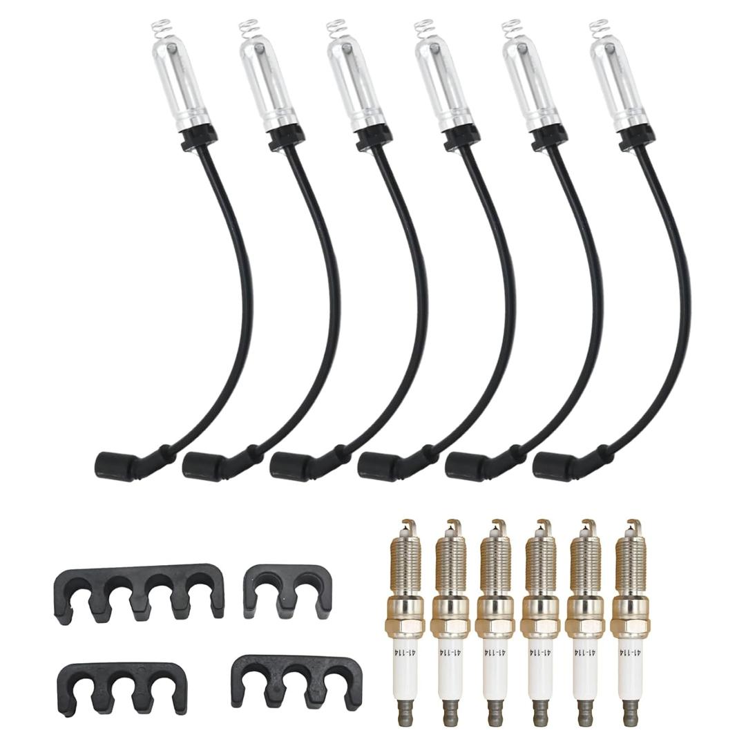 SP1036 12Pcs Spark Plug and Spark Plug Wire Kit Replacement for Chevrolet Silverado 1500 V6 4.3L 2014-2020 Replacement for GMC Sierra 1500 V6 4.3L 2014-2020