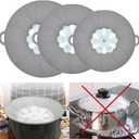 3pcs Silicone Lid Set, Microwave Splatter Cover, Reusable Heat Resistant Lids, Boil Safeguard, Spill Stopper, Multi-Function Kitchen Covers, Fridge Dishwasher Safe (Grey)