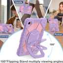 Scnioy for T-Mobile Revvl Tab 2 Case 10.1 Inch 2025, Shockproof Cover for Revvl Tab 2 5G Tablet Case Kids with 360 Rotating Handle Stand Pen Holder Shoulder Strap, Purple Rose