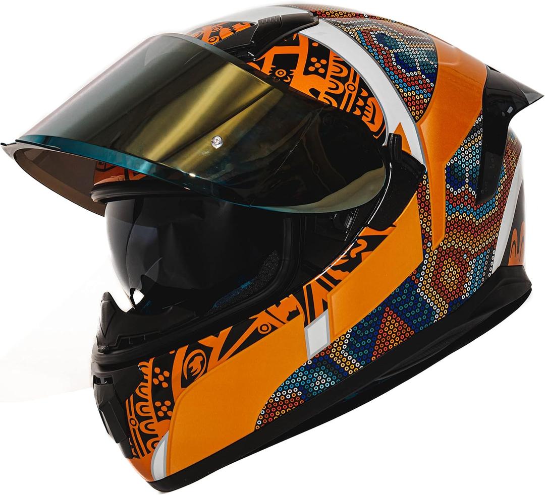 HAX Obsidian Full Face Dual Visor Adult Motorcycle Helmet for Motorbike Street Bike with Pinlock Ready DOT Approved HUICHIOL M (Huichol)