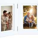 5x7 Double Picture Frame with Tempered Glass in White,Vertical Display 4x6 with Mat or 5x7 without Mat, Engineered Wood Bifold Photo Frame for Tabletop,Nice Gift for Memories & Dcor (PS008-WHX7)