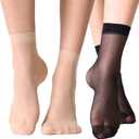 MANZI 12 Pairs Women's Ankle High Sheer Socks (6 Pairs Black,6 Pairs Nude)