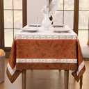 Romanstile Fall Square Tablecloth 54 x 54 Inch, Thanksgiving Autumn Harvest Maple Table Cloth, Stain Resistant Washable Table Cover for Dining, Party, Holiday Decor - Orange and Beige
