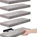 Sorbus Floating Shelves for Wall, Bathroom Shelves Wall Mounted for Kitchen, Bedroom, Living Room, Bathroom Storage, Over Toilet, Hanging Book Shelf for all Home Decor (Gray, 5 Pack) (Grey)