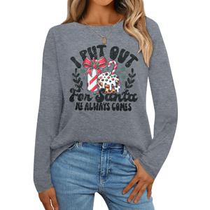 Merry Christmas Sweatshirts for Women Gnomes Santa Christmas Sweatshirt Cute Long Sleeve Pullover Top (Small)