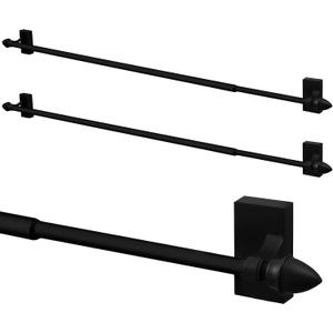 Yaocom 2 Pcs Magnetic Curtain Rods for Metal Door 28 to 48 Inch, 1/2" Multi-use Adjustable Appliance Magnetic Rod for Window Frames, Cabinets, Refrigerators, Dishwashers(Black,Style 2)
