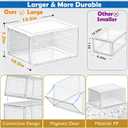 Thickened Clear Shoe Storage Organizer with Magnetic Door, Sturdy Stackable Shoe Boxes for Closet, Collapsible Space-Saving Shoe Rack for Sneakers & Boots, Plastic Shoe Cabinet Box Set, 6 Pack, White
