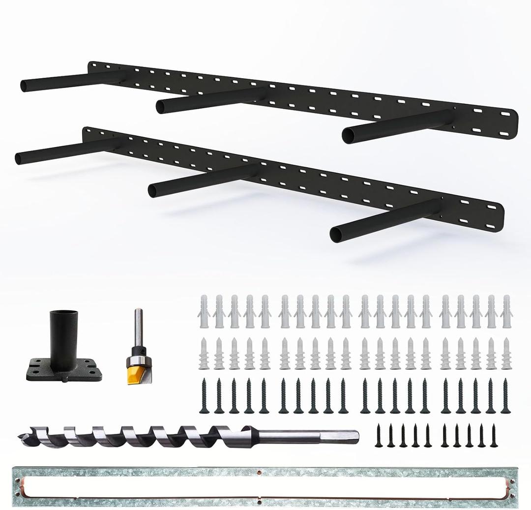 2Pcs Heavy Duty Floating Shelf Bracket,Wall Mounting Brackets for Shelves, Invisible Hidden Floating Shelf Hardware（34" x 6" x 1.5" with Tools & Jig）