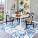 Lahome Washable 5x7 Area Rugs for Living Room, Classic Blue Toile Vintage Botanical Rug for Bedroom Dining Room, Unique Jungle Wild Animal Print Carpet with Tigers and Lions for Home Decor
