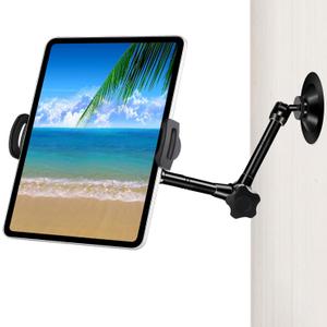 UYODM Drill Base Tablet Wall Mount Holder for 7"~12.9" iPad/Galaxy Tabs/Google Nexus7-11/Fire HD/e-Reader/LED Clock/iPhone/Smartphone,360Rotation Aluminum Alloy Magic Arm and Adjustable Clip