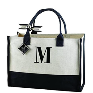 M 
Letters Initial Canvas Tote Bag