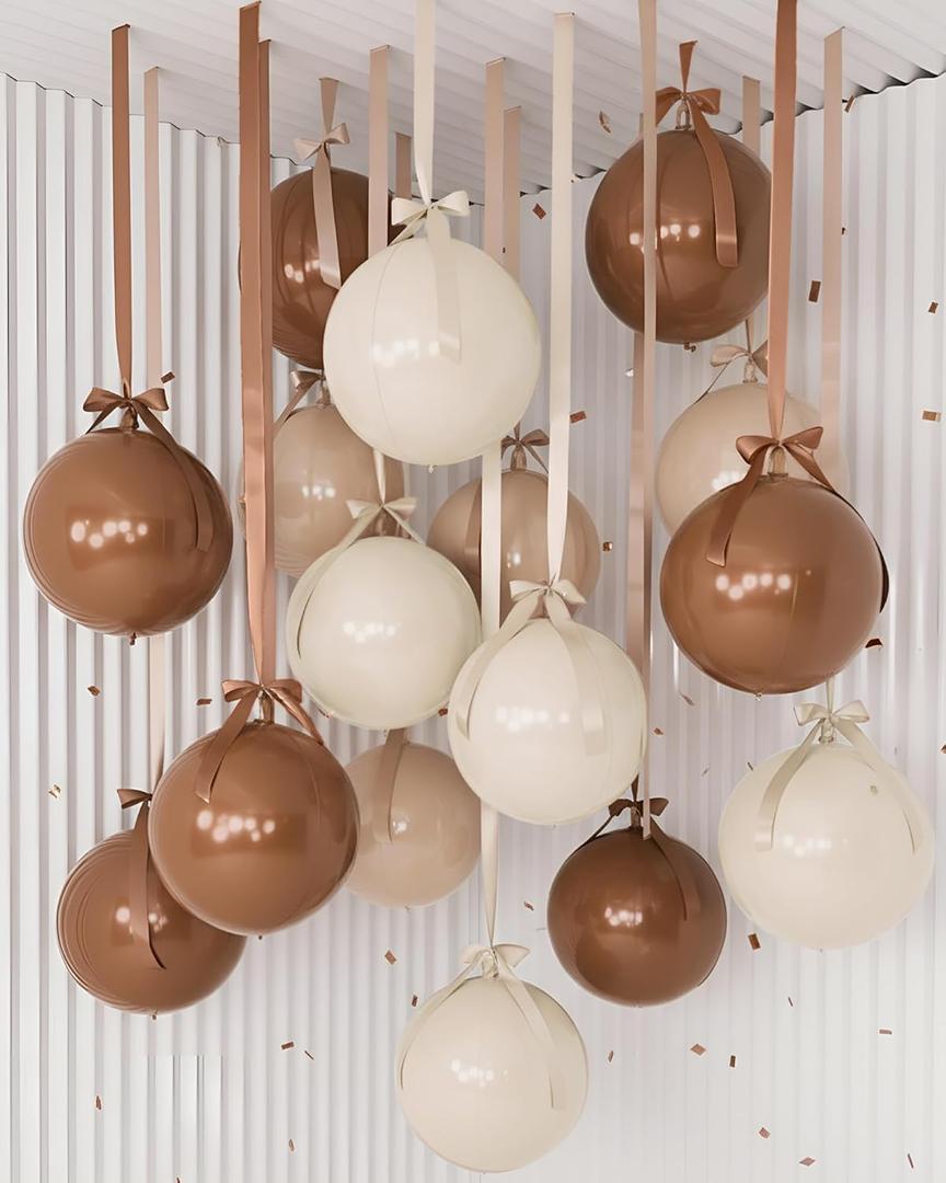 Jenaai 60 Set Round Foil Balloons Bulk 22 Inch 4d Metallic Giant Balloons Set with Satin Bows Ribbon for Ceiling Ornaments Birthday Wedding Party Decoration(Warm Colors)