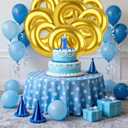 12pcs Gold Ring Birthday Party Balloons, 28in/71cm Large Foil Gold Ring Balloons for Birthday Baby Shower Cartoon Theme Party Carnival Room Decor Supplies