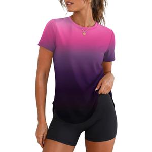 LOMON Short Sleeve Shirts for Women Workout Quick Dry Moisture Wicking Tee (M)