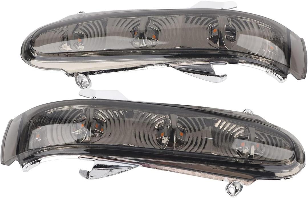 Aramox Rearview Mirror Turn Signal Light, 1 Pair for Mercedes W220 S-Class W215 CL-Class, Black Plastic, 1999-2003 Compatible