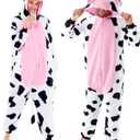 Spooktacular Creations Halloween Cow Costume, Adult Unisex Cow Costume, Animal Hooded Jumpsuit for Halloween Cosplay Party (Large)