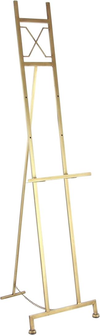 Deco 79 Metal Display Easel Large Adjustable 3 Tier Floor Standing Easel with Chain Support, Display Stand 16" x 19" x 57", Gold