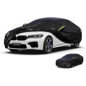 KouKou Car Cover Waterproof All Weather, 7 Layers Outdoor Car Covers for Automobiles, Universal Fit for BMW 5 Series 535i 530i 528i, Lincoln MKZ, Dodge Charger, ect. (Length 193-208 inch) (black)
