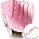 GROOFOO Baseball Glove and Ball for Kids Youth Adults Softball Teeball Training Left/Right Hand Glove with Soft Ball Set Brown/Black/Pink (9.5)