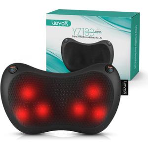 VOYOR-HEALTH Shiatsu Neck and Back Massager with Heat - 3D Kneading Deep Tissue Massage Pillow for Lower Back, Shoulder, Calf, Foot, Use at Home, Car, Office YZ100 (Black)