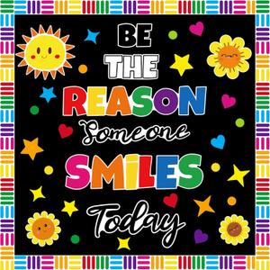 2 x YQUQWN Back to School Classroom Bulletin Board Decoration Set Be The Reason Someone Smiles Today Bulletin Board for Kindergarten Preschool Elementary Middle School Wall Door Classroom Decor