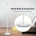 BoostArea Torchiere Floor Lamp, 24W Super Bright LED Standing Lamp, Stepless Dimmable Pole Lamp with 3000K Lighting, Glass Lampshade, 71Inch Tall Metal Modern Floor lamps for Living Room/Bedroom White