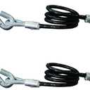 44-Inch Vinyl-Coated Trailer Safety Cables, Snap Hooks, 3500 lbs Break Strength, Pack of 2, Black
