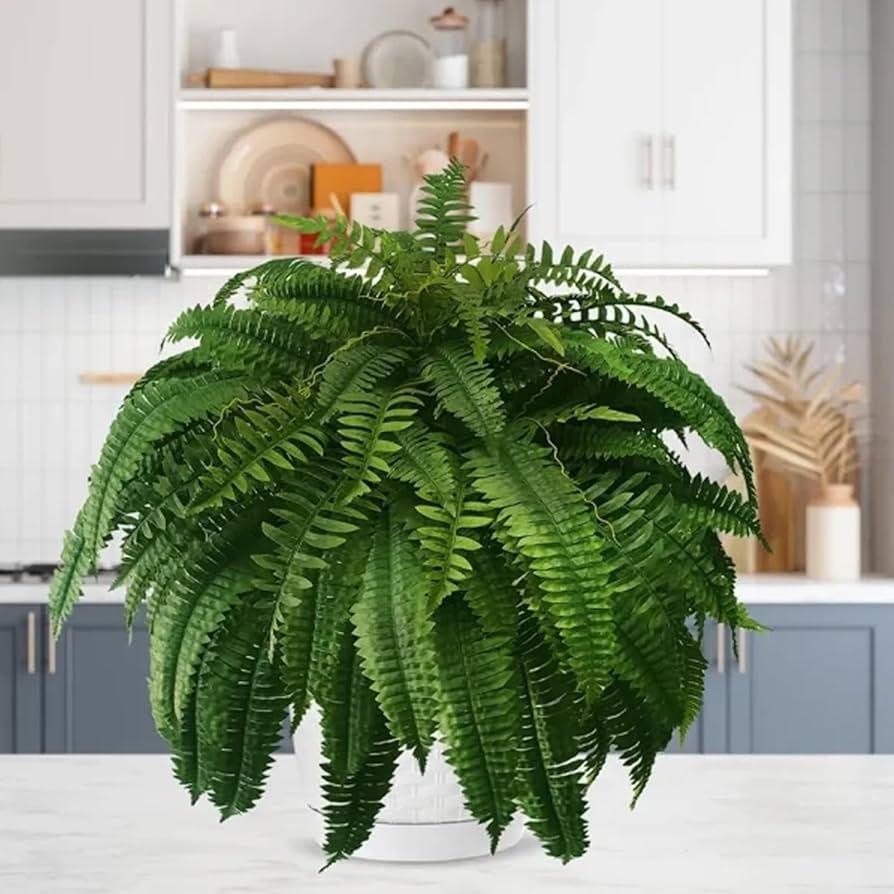 Artificial Boston Ferns for Outdoors, 27 inches