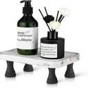 Wood Riser for Kitchen Counter, Farmhouse Riser for Display, Small Wooden Pedestal Stand, Rustic Riser Display Stand with Tool-Free Assembly, French Country Style (Black-White)