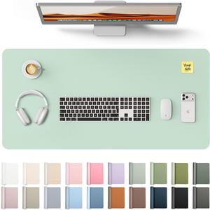 YSAGi Leather Desk Protector, Office Mat, Large Mouse Mat, Non-Slip PU Leather Blotter, Laptop Pad, Waterproof Writing Pad for Office and Home (Pale Green, 31.5" x 15.8")