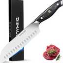 Chef Knife, 7 Inch Ultra Sharp Japanese Santoku Knife, High Carbon Steel Forged Professional Kitchen Knife with Full Tang Triple-Riveted Ergonomic Handle for Slicing, Chopping, Dicing