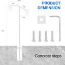 Handrails for Outdoor Steps Single Post Handrails for Outdoor Steps Wrought Iron Single Post Handrail, Ground Long Post Fits 1 or 2 Steps Grab Rail Single Post Railing (2pcs White)