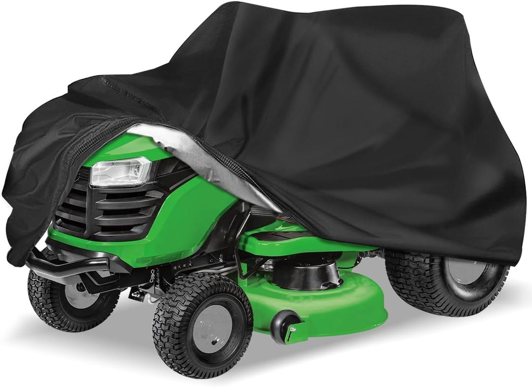 KISEER Outdoors Lawn Mower Cover Waterproof Heavy Duty 420D Polyester Oxford UV Protection Lawn Tractor Cover Fits Decks Up to 54" with Drawstring and Storage Bag