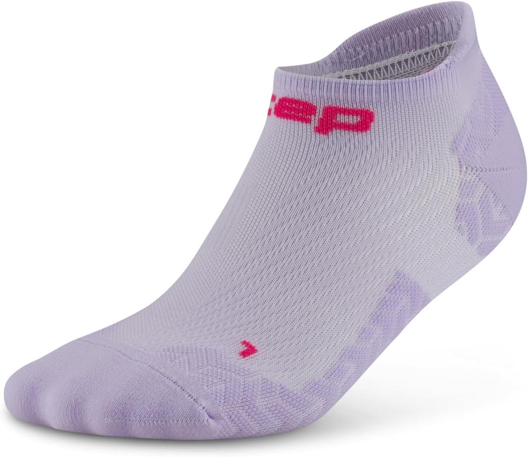 CEP Core Run Ultralight No Show Socks Compression Arch Support, Anti-Slip, Blister-Free Breathable for Men and Women (Small, Lilac/Pink) Size 8-10