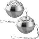 2 Pack Food Grade 304 Stainless Steel Mesh Tea Ball 2.1 Inch Tea Infuser Strainer Filter Diffuser for Loose Tea
