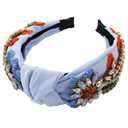 Yusier Baroque Rhinestone Crystal Headbands for Women Embroidered Hair Band Exquisite Hairband 5 Colors (Blue)
