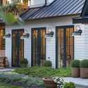 Dusk to Dawn Barn Lights, HWH Modern Exterior Wall Sconce Light, Outdoor Barn Wall Sconce Porch Light Fixture, Hammered Metal Shade, Dark Blue Finish, 5HZG70B-PC SF