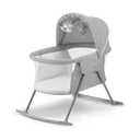 Kinderkraft LOVI Travel Bassinet for Baby, Portable Folding Baby Bed with Built-in Mosquito net, Adjustable Hood and an Additional Cradle Function, Grey