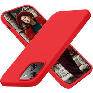 Cordking Designed for iPhone 13 Case, Designed for iPhone 14 Case, Silicone Ultra Slim Shockproof Protective Phone Case with [Soft Anti-Scratch Microfiber Lining], 6.1 inch, Red