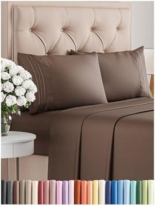 Queen Size 4 Piece Sheet Set - Comfy Breathable & Cooling Bed Sheets Set - Hotel Luxury Bedding for Women, Men, Kids, Teens, Boys & Girls - Deep Pockets, Ultra-Soft, Wrinkle Free - Oeko-Tex - Brown