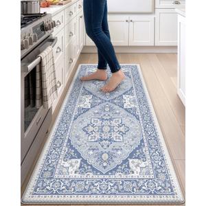 DEXI Kitchen Floor Mats Cushioned Anti Fatigue Runner Rug 24x59 Light Blue