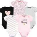 Hudson Baby Unisex Baby Cotton Bodysuits, Girl Mommy, 3-6 Months