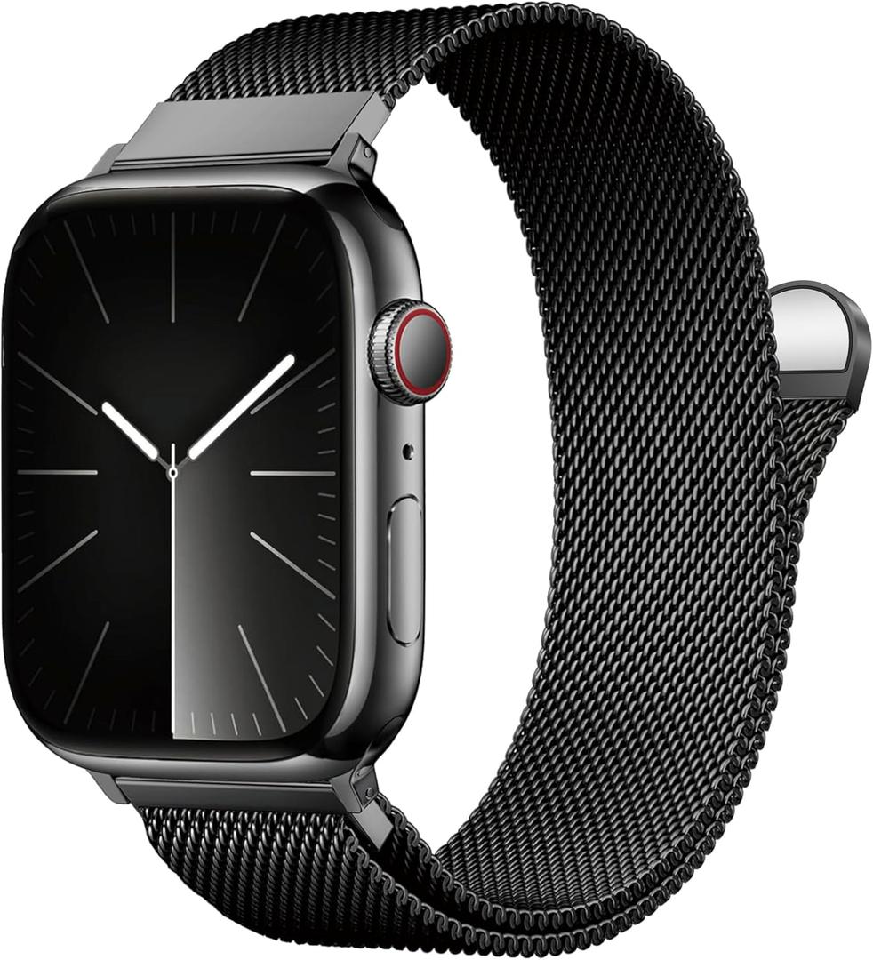 BXUXOHS Milanese Loop for Apple Watch Bands 49/46/45/44/42mm(S3/2/1) Ultra3/2/1 49mm Women Men,Magnetic Stainless Steel Mesh Metal Strap for iWatch Bands Series 11 10 9 8 7 6 5 4 3,SE3/2/1