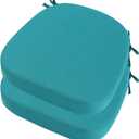 idee-home Outdoor Chair Cushions Set of 2, 17" x 17" x 3" Thick Patio Furniture Outdoor Seat Cushions Waterproof with Ties, Dining Pads, Peacock Blue