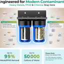 iSpring PFAS & Heavy Metals Whole House Water Filter System, SGS-Tested to Reduce 99% PFAS, 2-Stage Filtration Removes Lead, Heavy Metals, Chlorine, Sediment & Odor, 1 Inlet/Outlet Model: WGB21B-PFKS