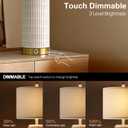 PoKat Touch Bedside Table Lamps with USB Ports for Bedroom Living Room, 25'' Dimmable Nightstand Touch Lamps for Living Room, Modern Ceramic Lamps for Night Stands Bedroom, Office, White and Beige