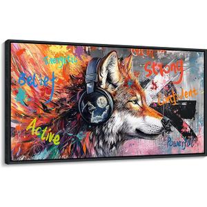 JEAWA Large Framed Canvas Painting - 24x48 IN Landscape Wall Decor Ready to Hang, Majestic Mountain Picture, Orange Trees by the Lake Art Prints for Bedroom Living Room Home Decoration