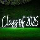 Glooglitter Large Congrats Grad Neon Sign Class of 2026 Sign Decor Grad Light up Decor LED Graduation Congratulation Gift for Graduation Ceremony Party Backdrop Celebration(Class), 23.6 X 6.5 Inches